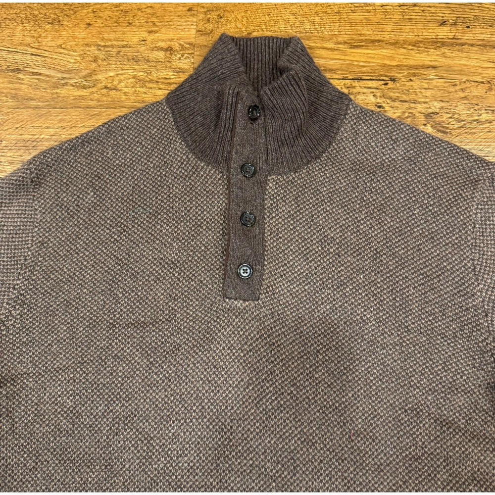 Polo Ralph Lauren Brown Henley 1/4 Button Silk Casual Pullover Sweater Men's L